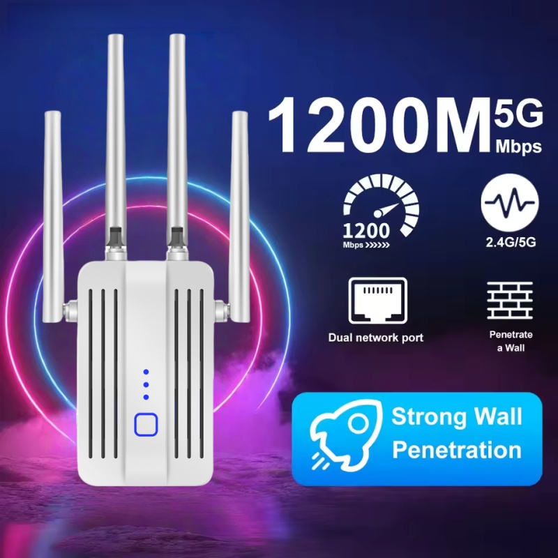 Home Security Bundle - Extensor repetidor WiFi de 1200Mbps, 2,4G/5GHz,