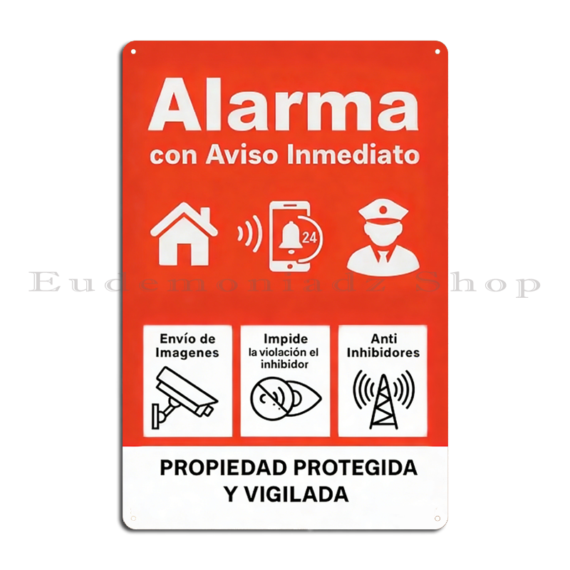 Home Security Systems - Letrero Metálico Retro de 24h con