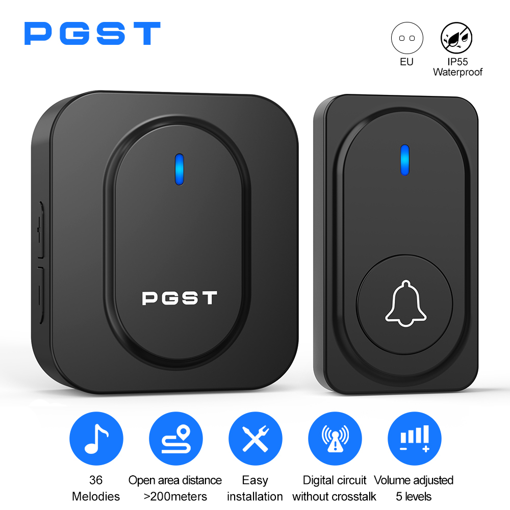 Home Security Diy - Timbre Inalámbrico PGST con 36 Melodías,