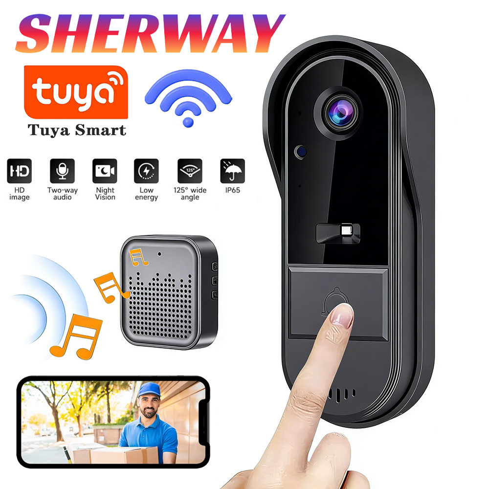 Home Security Bundle - Timbre Inteligente Tuya con Cámara Inalámbrica,