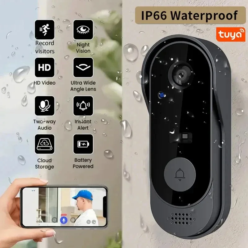Home Security Bundle - Nuevo Timbre Inalámbrico Duradero con Cámara,